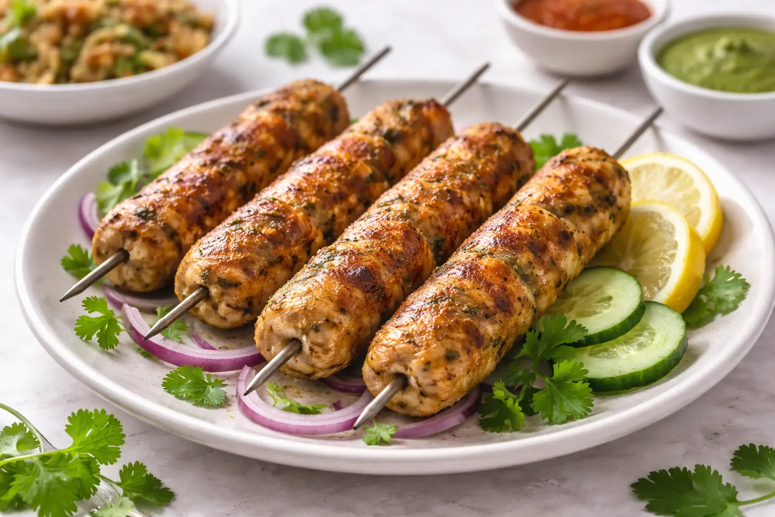 Chicken Seekh Kebab at Afghan Chopan Kebab Edmonton - spiced chicken skewers with traditional Afghan spices